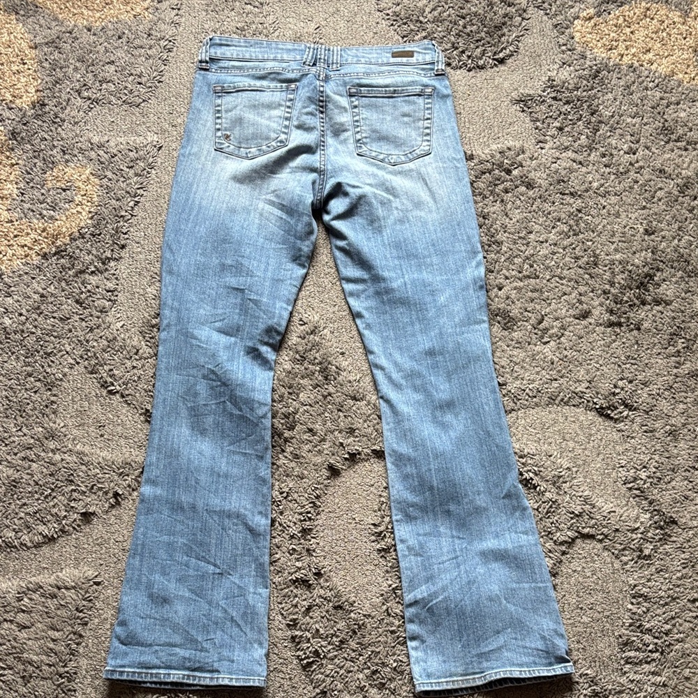 Kut from the Kloth Light/Medium Blue Distressed Flare Jeans - Picture 6 of 7